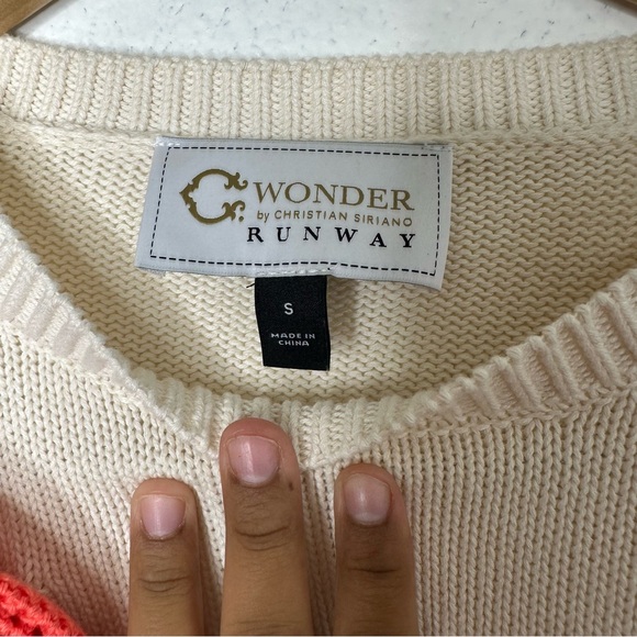 C WONDER by Christian Siriano Runway Sweater Floral Knit Pullover Cotton S - Picture 3 of 8